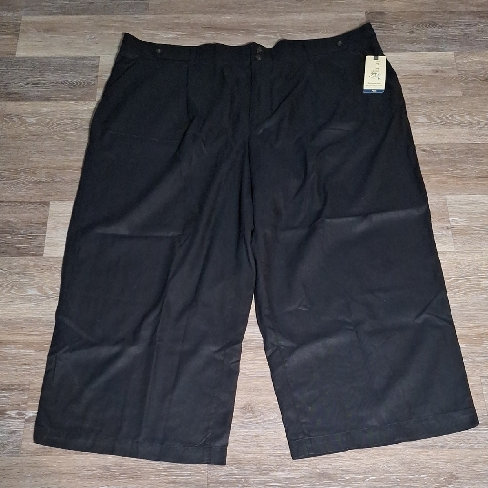 Black Flat Front Shorts with Elastic Waistband